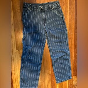 GAP Women's Dark Blue Striped Wide Leg Jeans